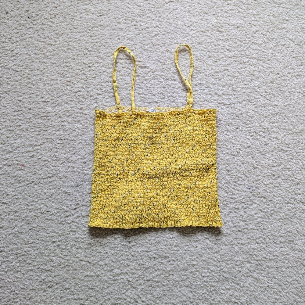Pacsun Yellow Floral Smocked Top